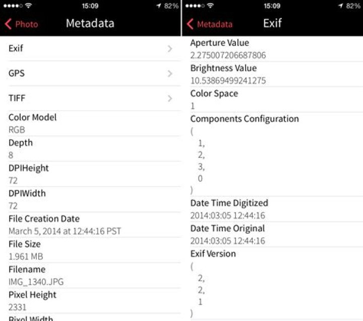 How do I see metadata in iphoto?