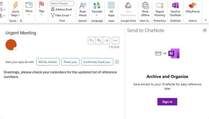 How do I send OneNote to Outlook?