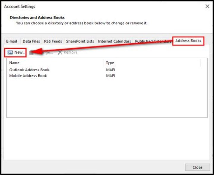How do I setup an address book in Outlook 2016?