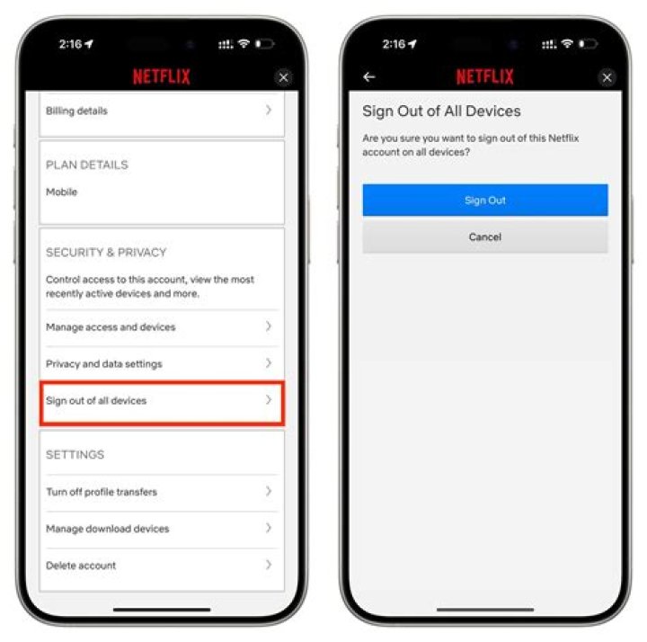 How do I sign out of Netflix App on Iphone?