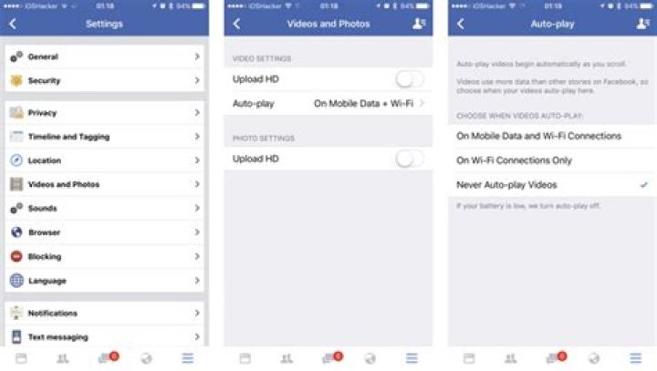 How do I stop Facebook videos from playing on my iPhone?