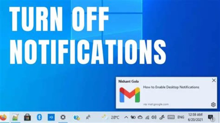 How do I turn off email notifications on Windows 10?