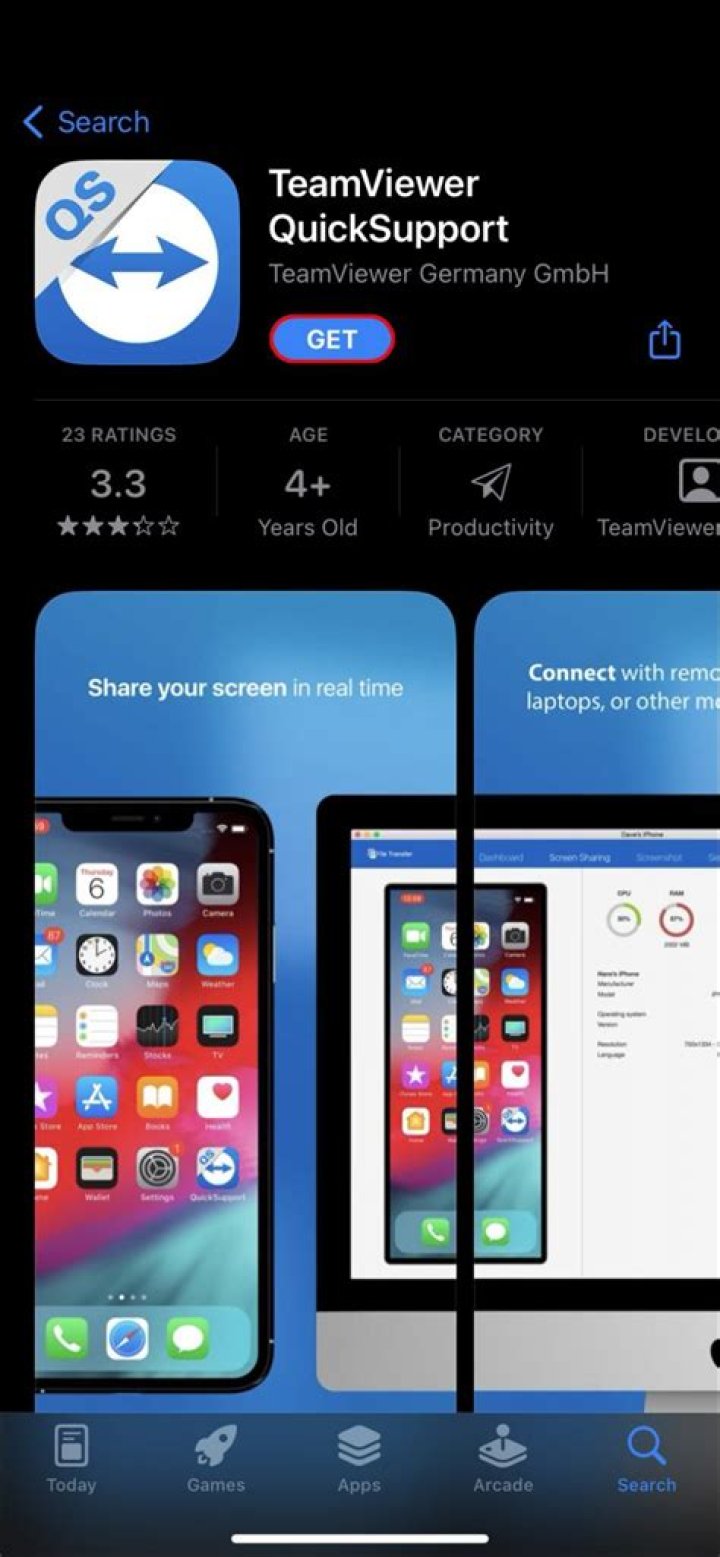 How do I use TeamViewer QuickSupport on my iPhone?