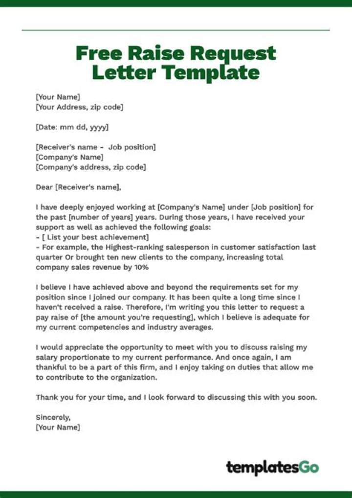 How do you ask for a raise letter template?