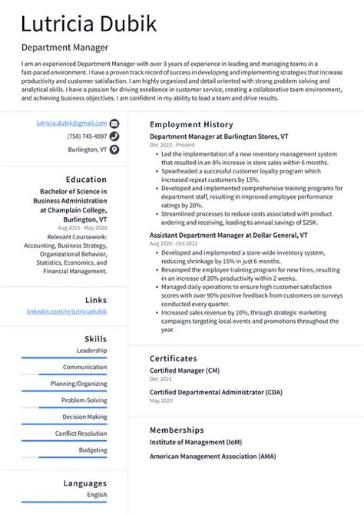 How do you become a successful department manager at Walmart?