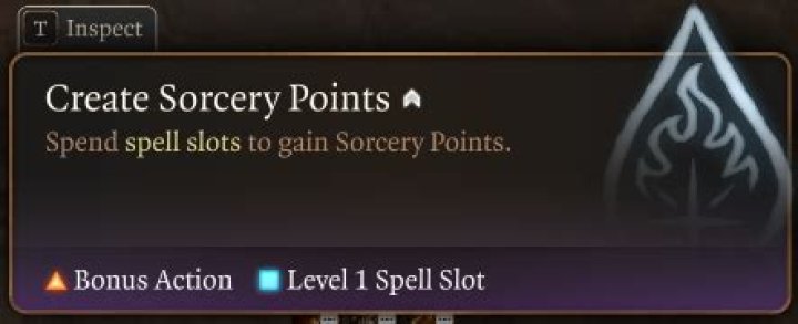 How do you convert sorcery points to spell slots?