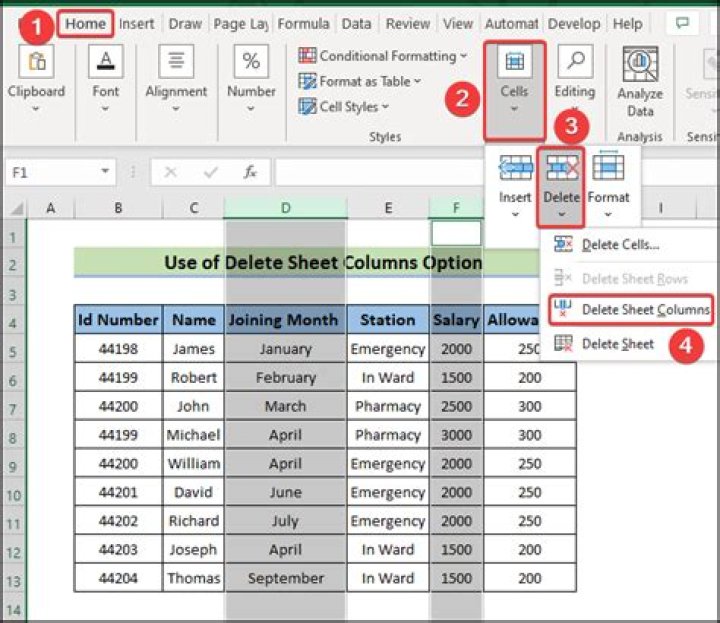How do you delete a range of columns in Excel VBA?