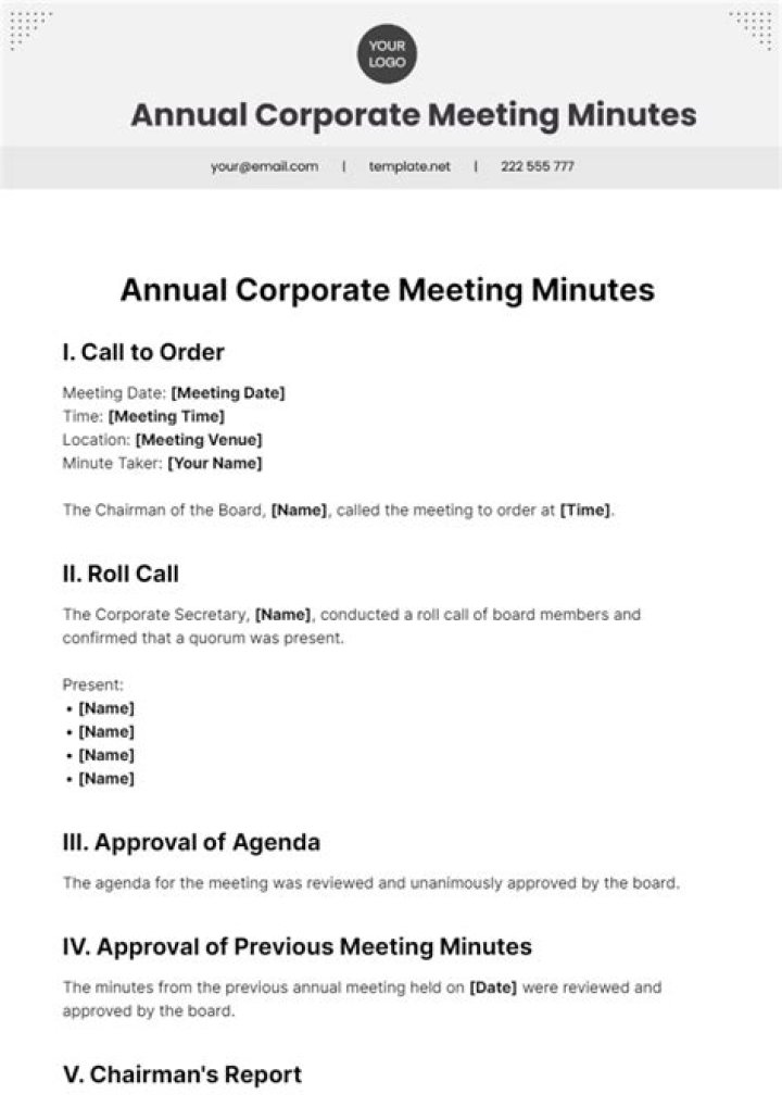 How do you do annual corporate minutes?