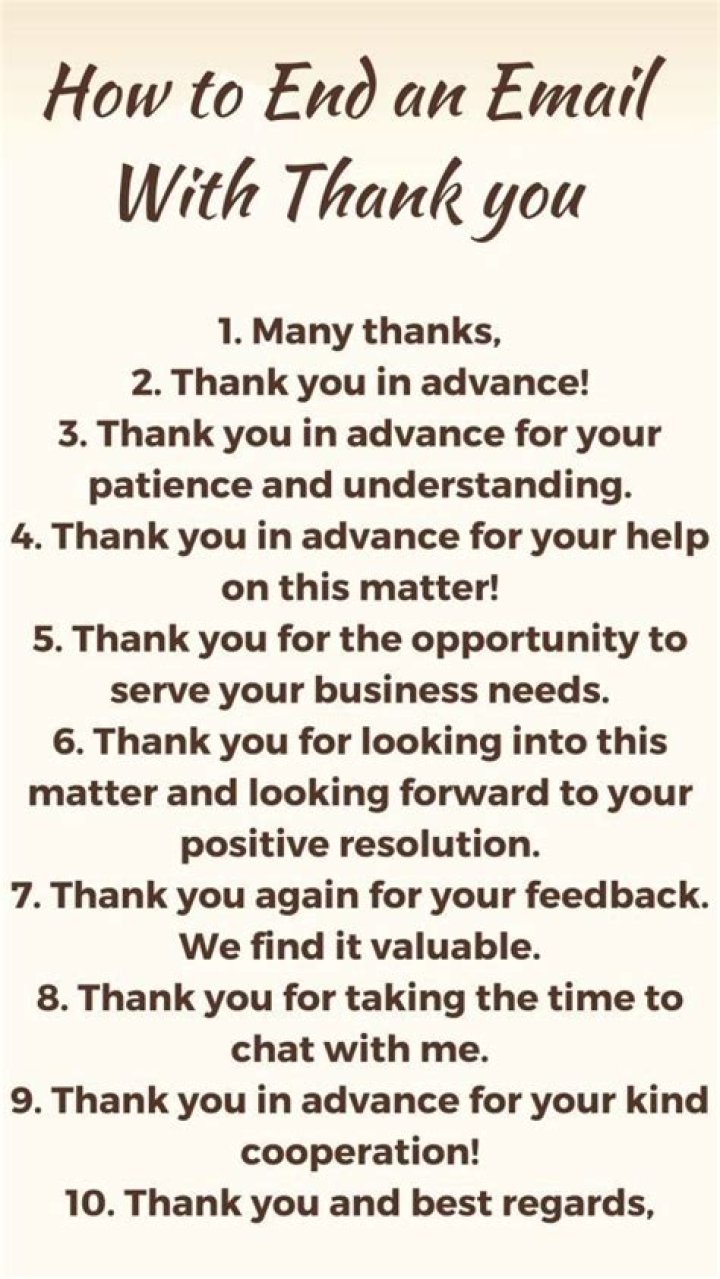 How do you end a thank you email in advance?