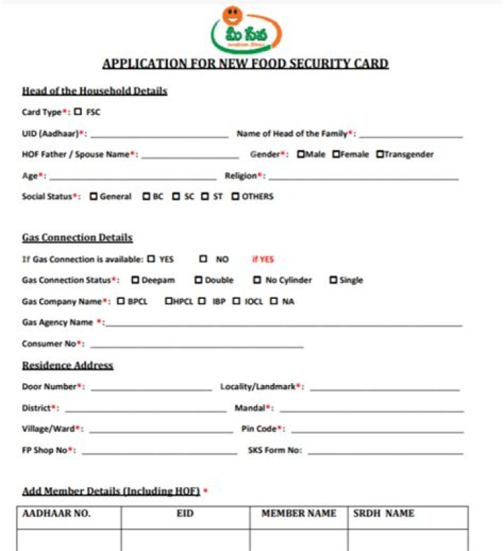 How do you fill out a food security card application?