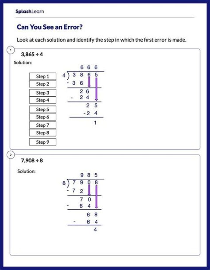 How do you find the error in division?
