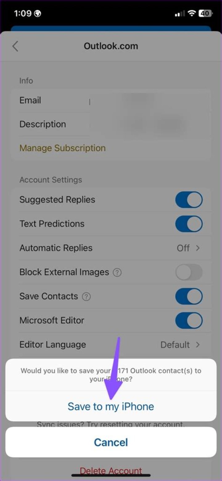 How do you get email addresses out of iPhone contacts?