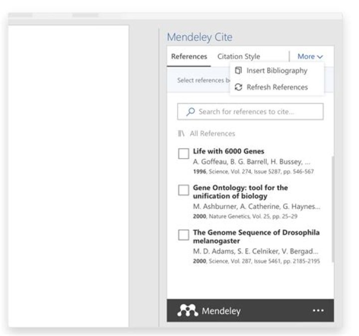 How do you insert a bibliography from Mendeley in Word?