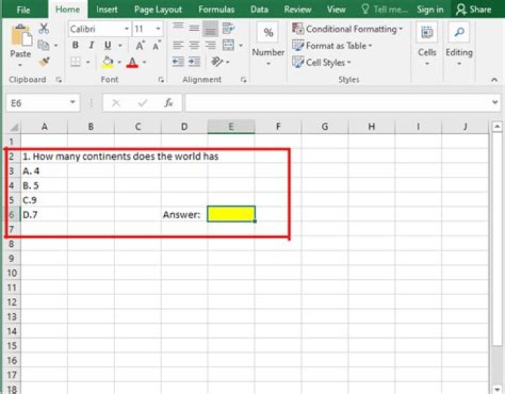 How do you make a quiz on Excel?