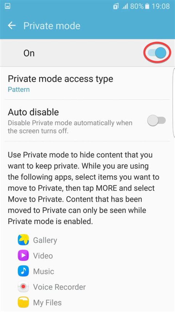 How do you put Samsung on private mode?