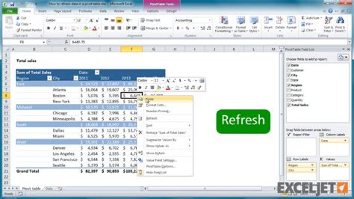 How do you refresh data on a spreadsheet?