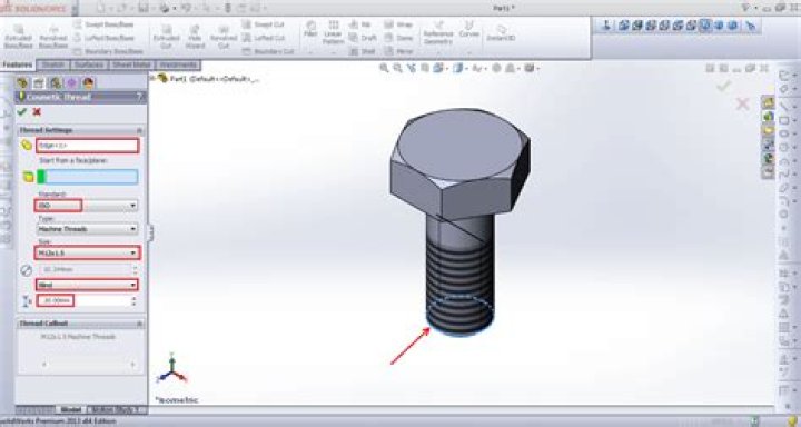 How do you show threads in Solidworks drawing?
