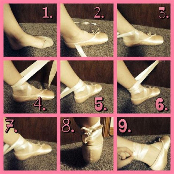 How do you tie pointe shoes step by step?