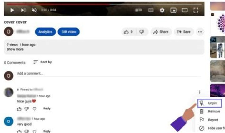 How do you unpin a comment?
