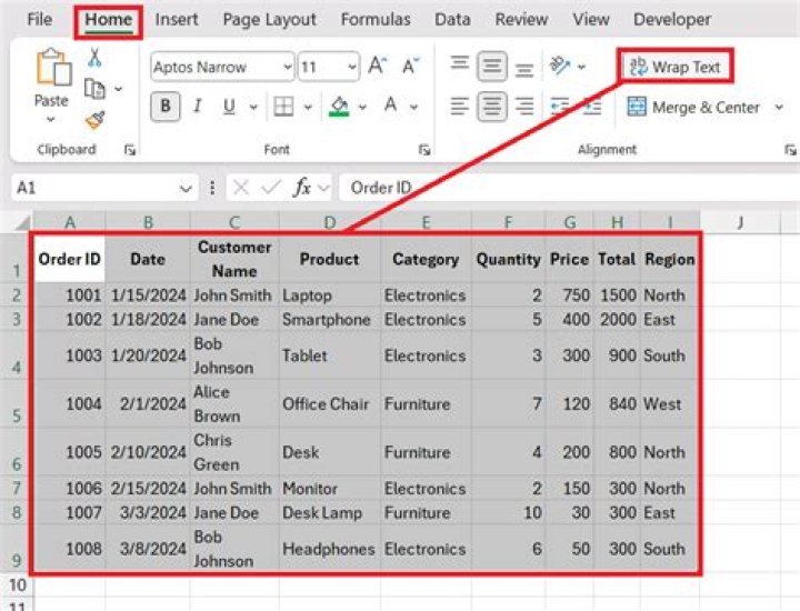 How do you wrap a number in Excel?
