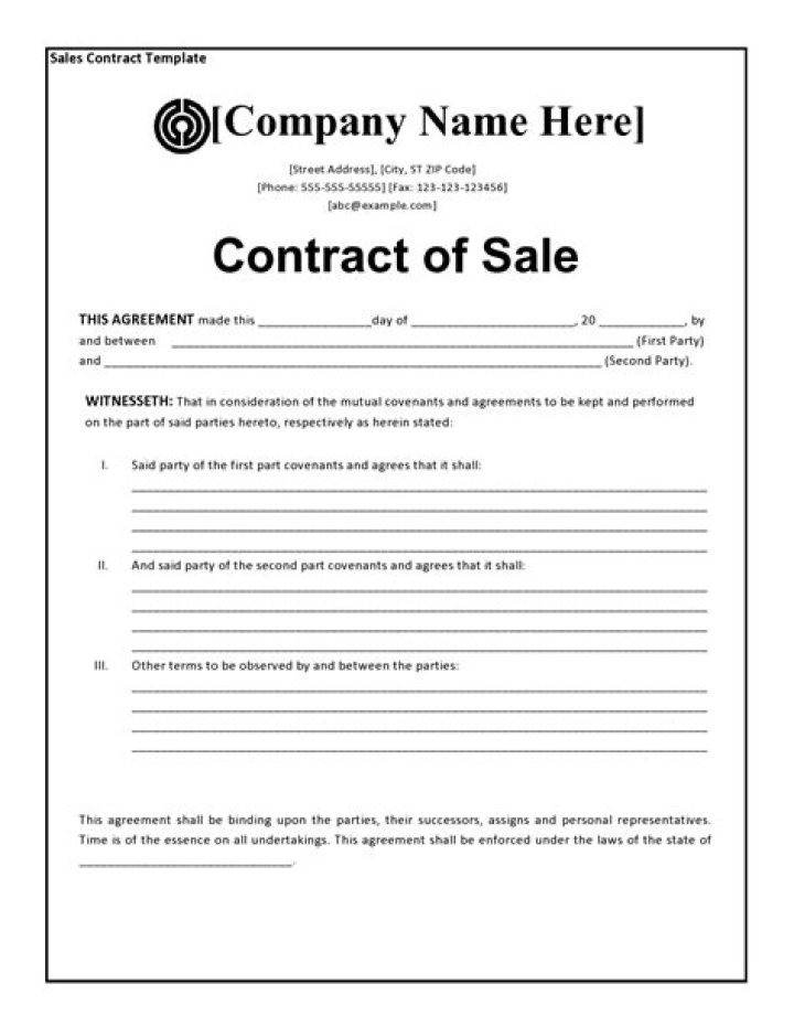 How do you write a contract of sale?