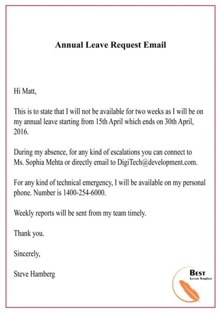 How do you write a leave request for a memo?