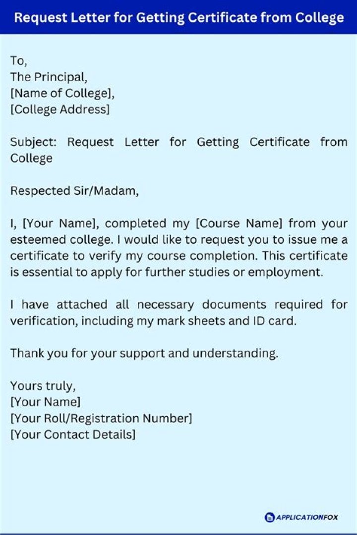 How do you write a letter to get back certificates?