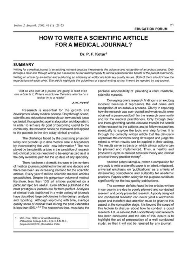 How do you write a medical research article for publication?