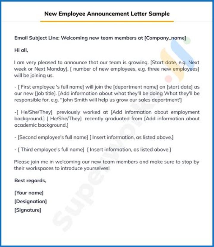 How do you write an announcement letter for a new hire?
