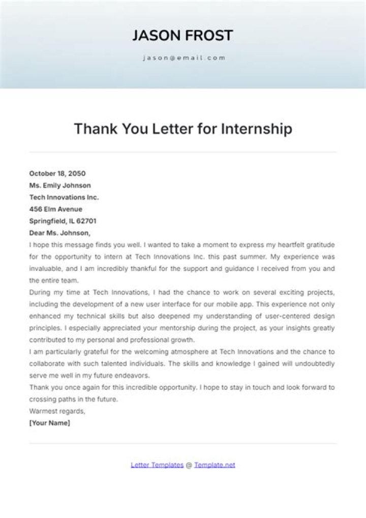 How do you write an internship appreciation letter?