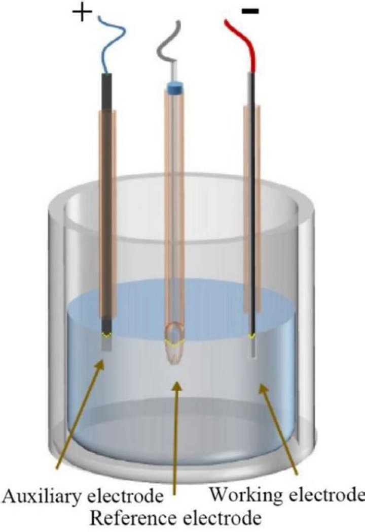 How does a three electrode cell work?