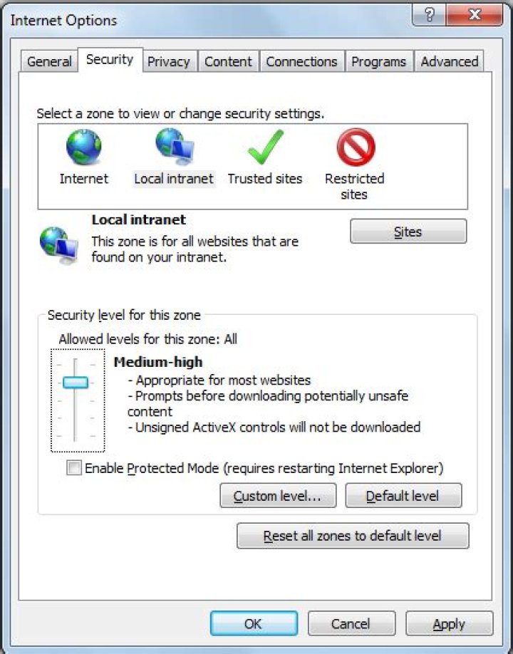 How does IE determine intranet zone?