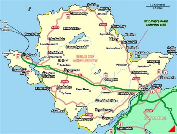 How far is Anglesey from Llandudno?
