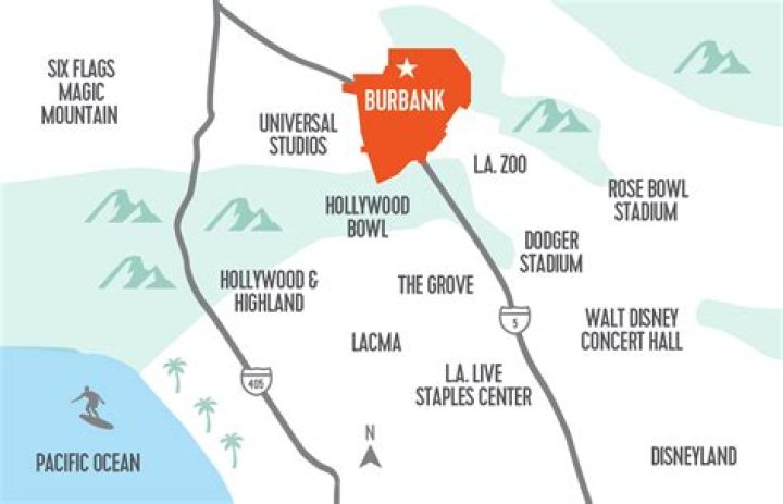 How far is Burbank from Los Angeles?