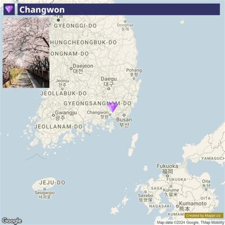 How far is Changwon from Seoul?