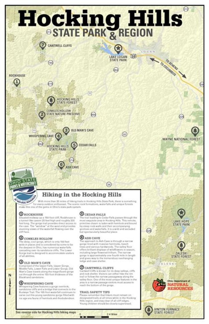 How far is Cleveland from Hocking Hills?