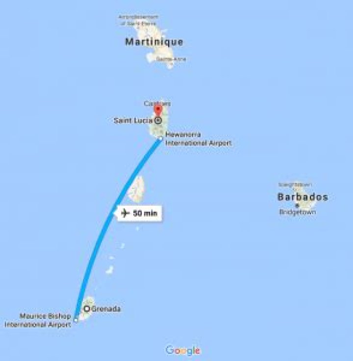 How far is Grenada from St Lucia?