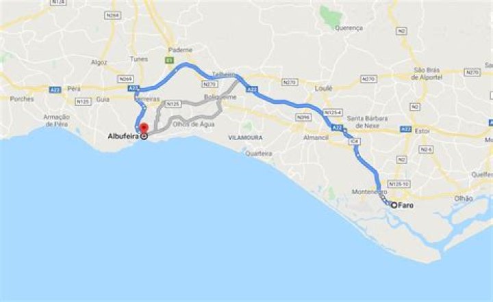 How far is it from Albufeira to Porto?