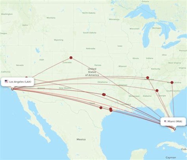 How far is LA from Miami by plane?