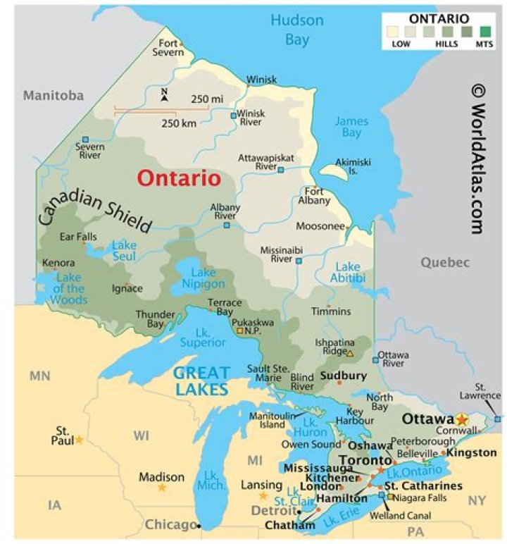 How far is Ontario from Montreal Canada?