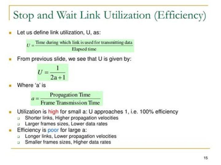How is link utilization calculated in stop and wait?