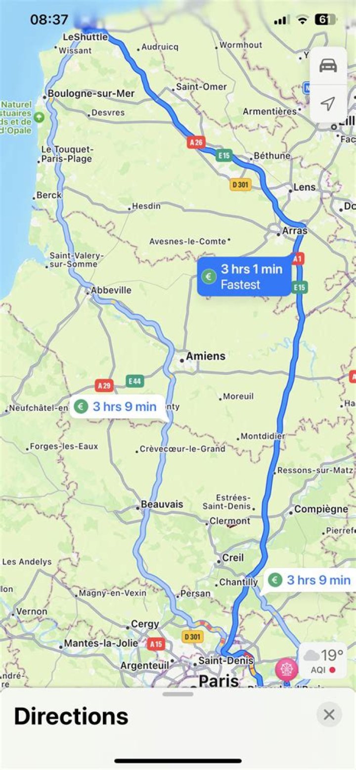 How long does it take to get from Calais to Disneyland Paris?