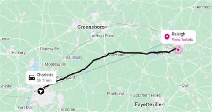 How long is the drive from Raleigh to Charlotte?