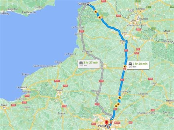How many miles is it from Calais to Paris?