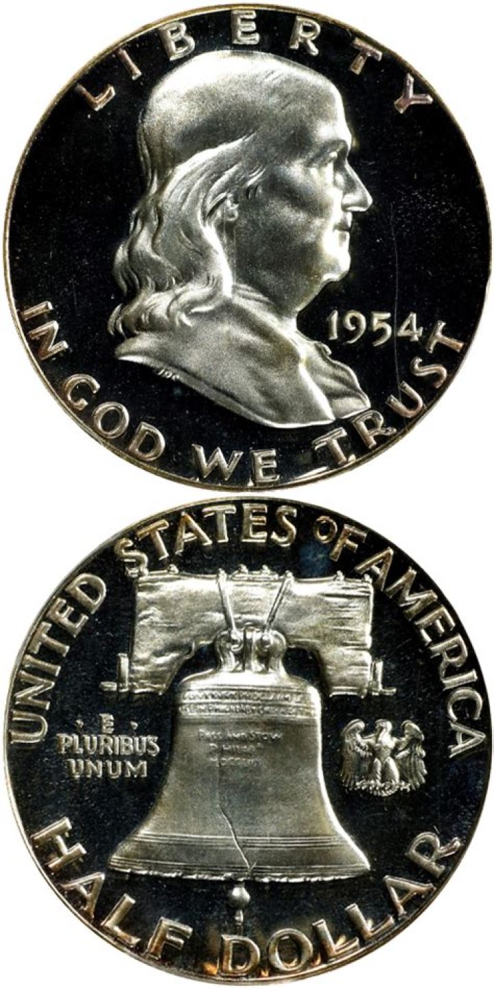 How much is a 1954 Benjamin Franklin half dollar worth?