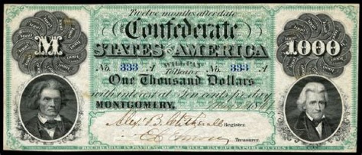 How much is a Confederate $1 000 bill worth?