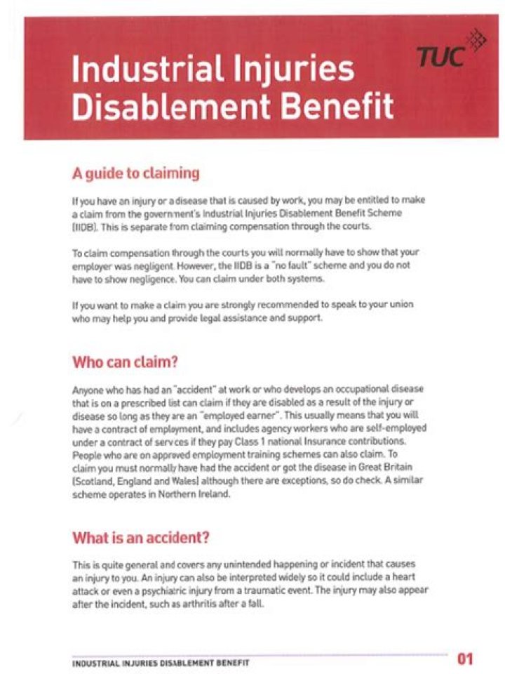 How much is industrial injuries disablement benefit?