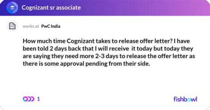 How much time does Cognizant takes to release offer?