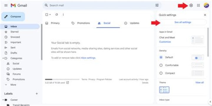 How often does Gmail check for mail?