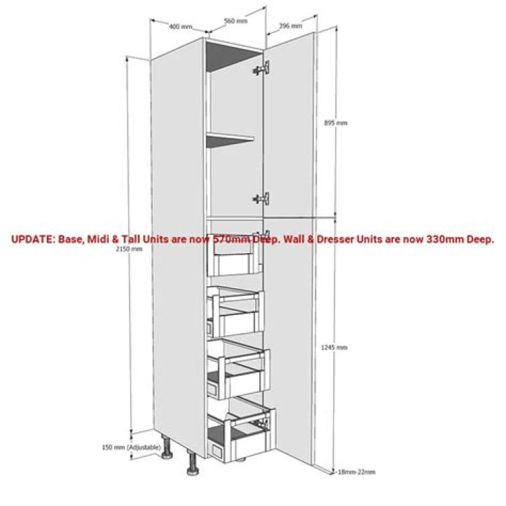 How tall is a standard larder unit?